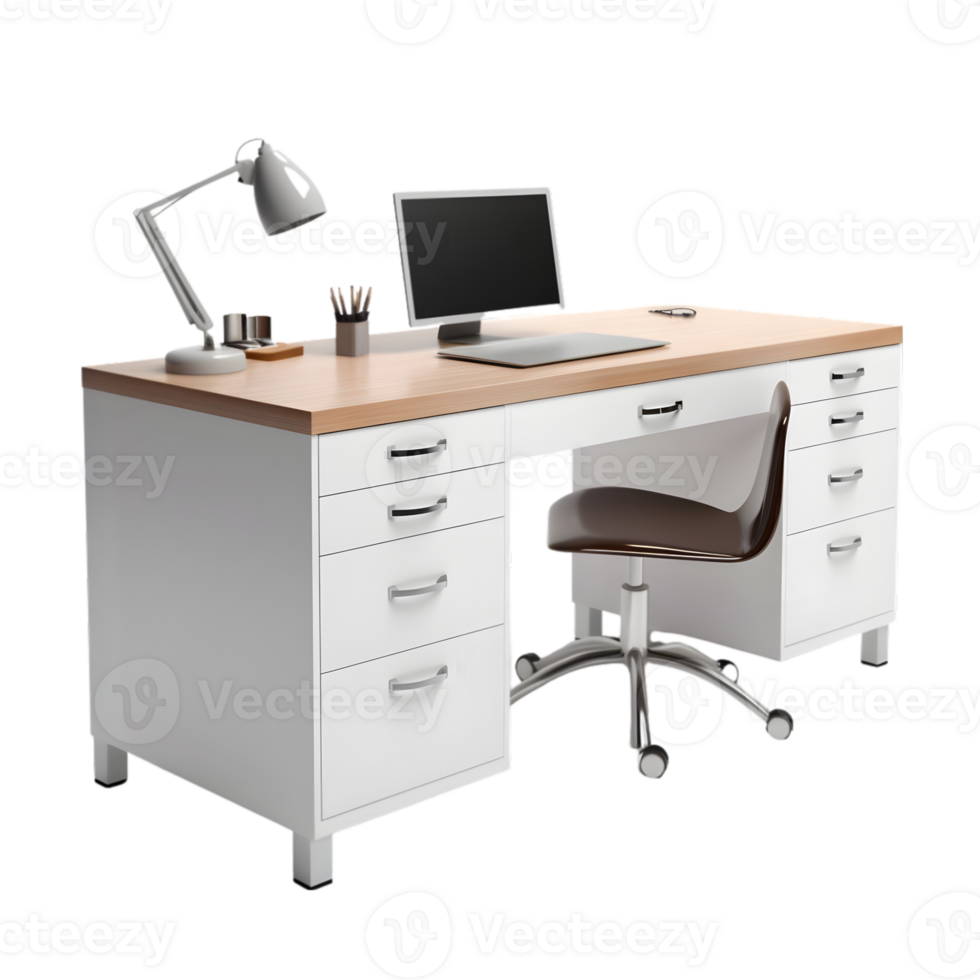 Computer table on transparent background png