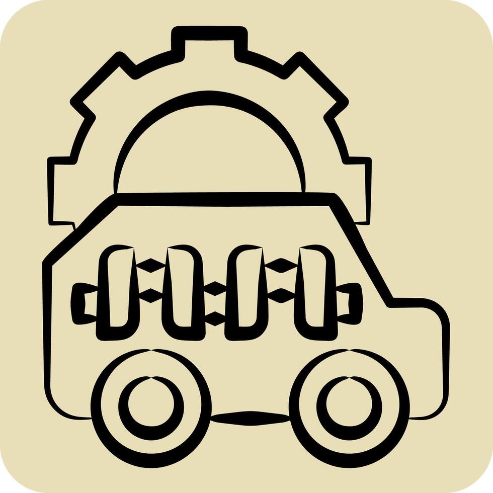 Icon Crankshaft. related to Car Maintenance symbol. hand drawn style. simple illustration vector