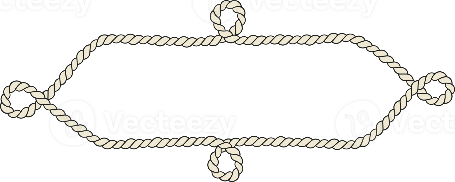 Rope border and frame. lasso twisted and crisscrossed until a rectangle. png