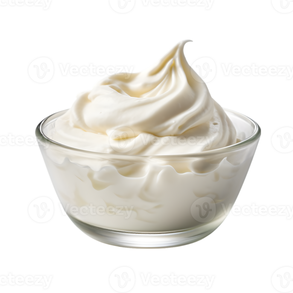 Creamy sour cream in a bowl on transparent background png