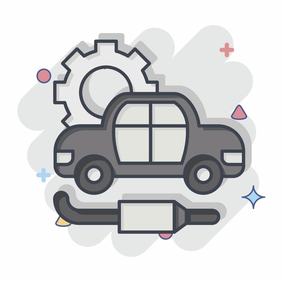 Icon Exhaust. related to Car Maintenance symbol. comic style. simple illustration vector