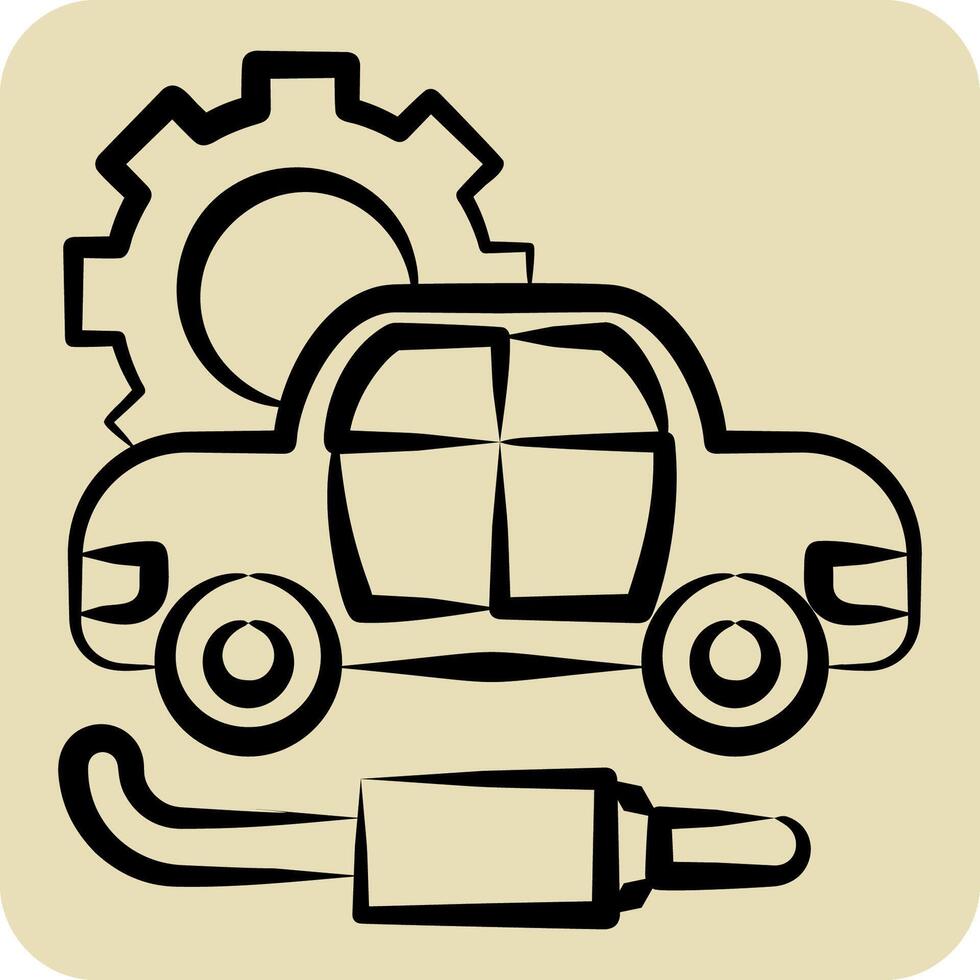 Icon Exhaust. related to Car Maintenance symbol. hand drawn style. simple illustration vector