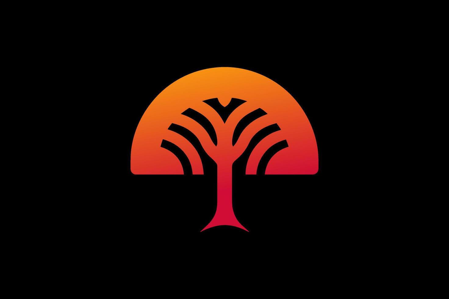 Banyan tree signal monoline logo vector