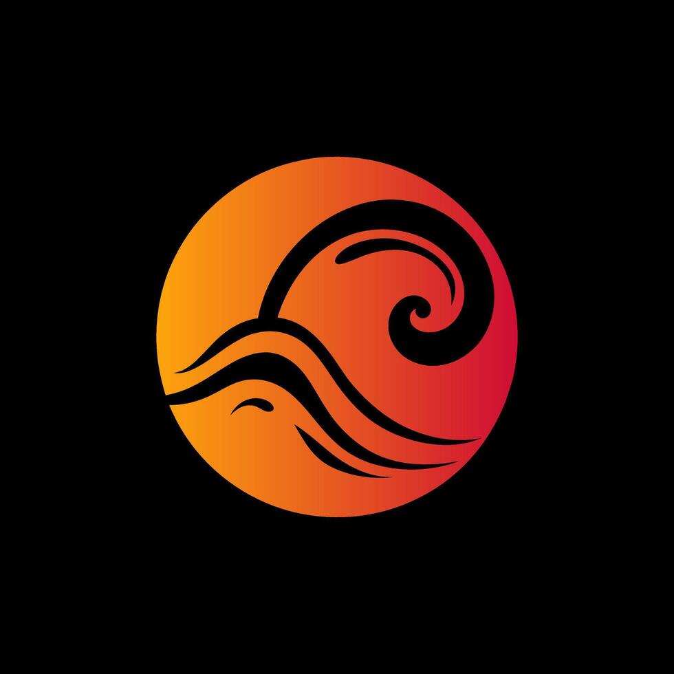 Ocean wave gradient logo design vector