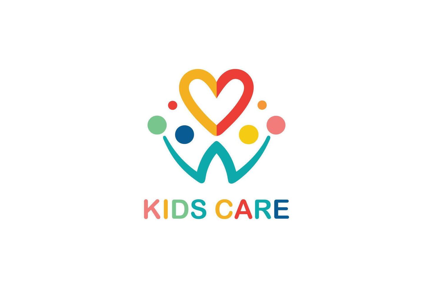 kids care line art modern logo vector