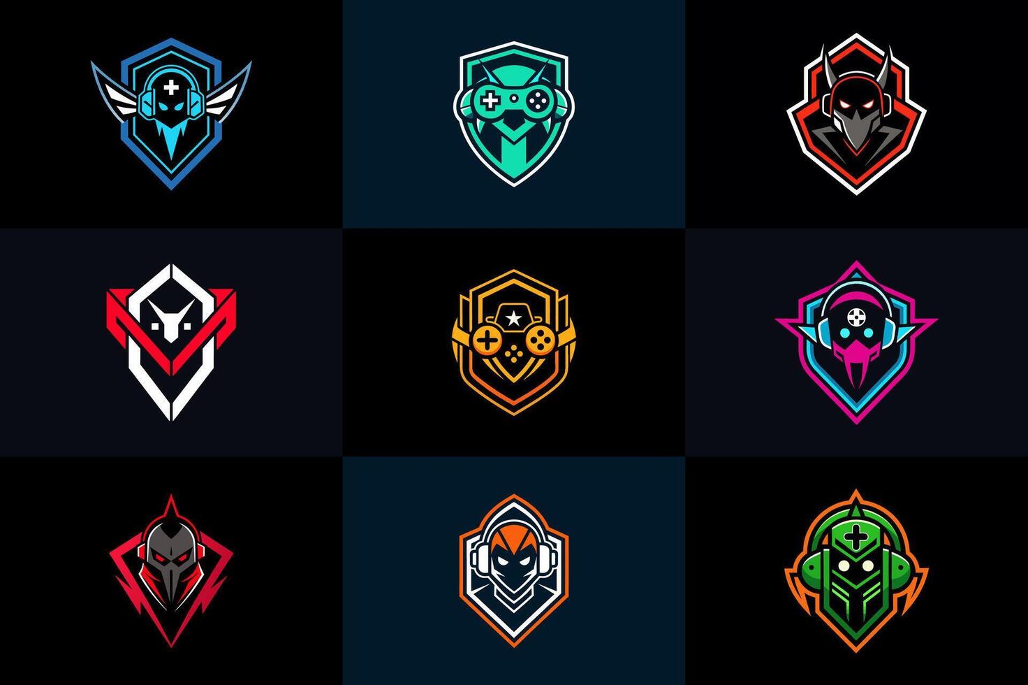 Modern mascot gaming logo set vector