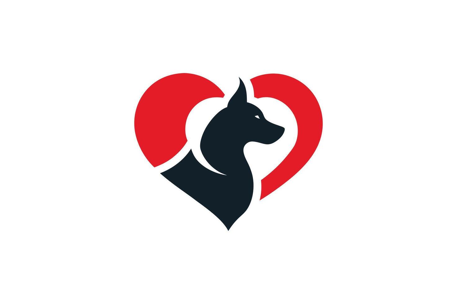 Dog love heart modern logo vector