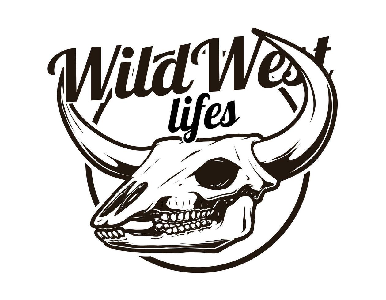Wild west design with bull skull drawing vector