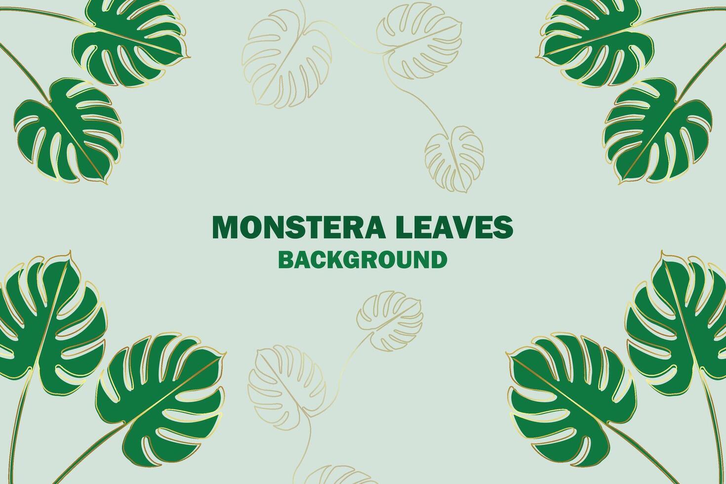 Botanical leaves ornament background in doodle style. Monstera leaf luxury texture design vector