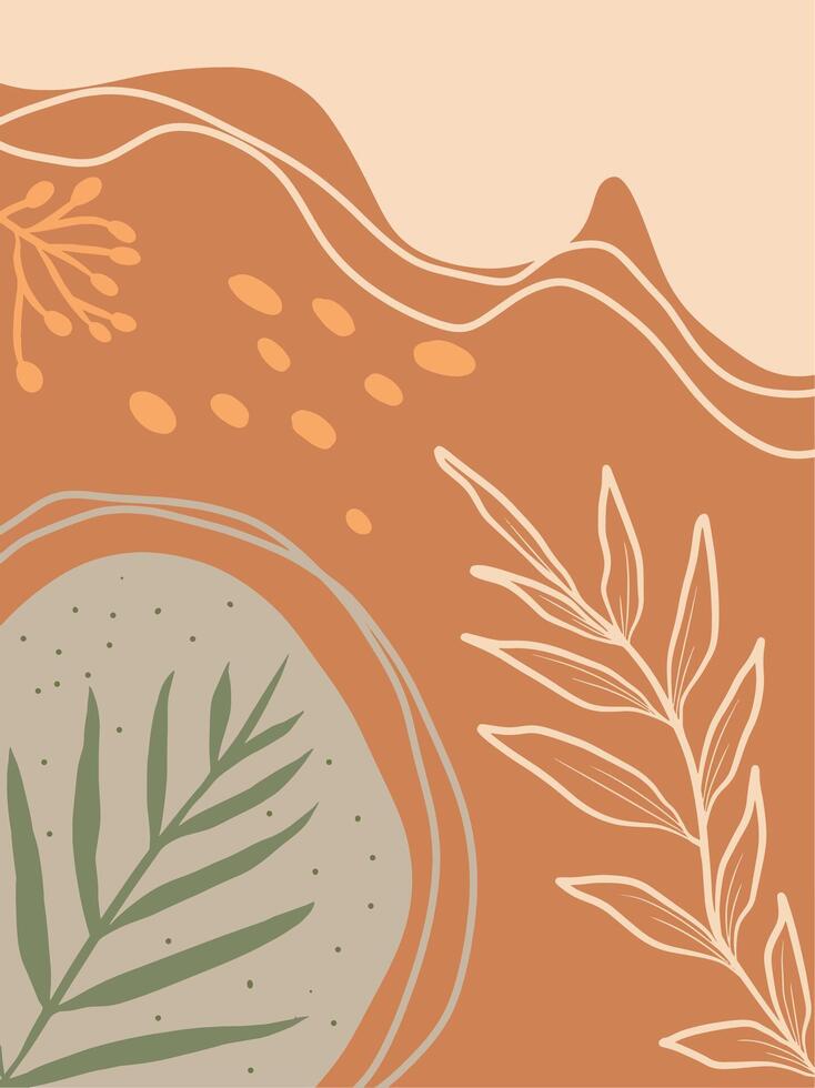 Hand Drawn Abstract Background With soft autumn color and leaf vector