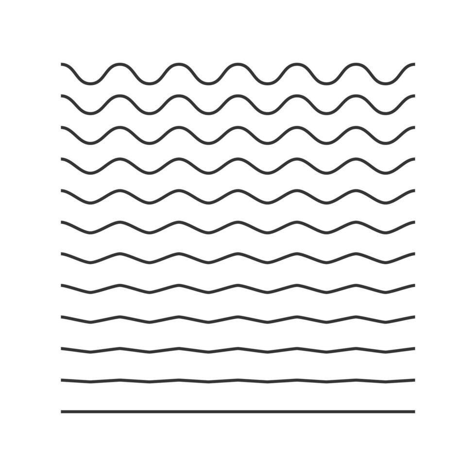 A set of zigzag wavy lines isolated illustration. vector