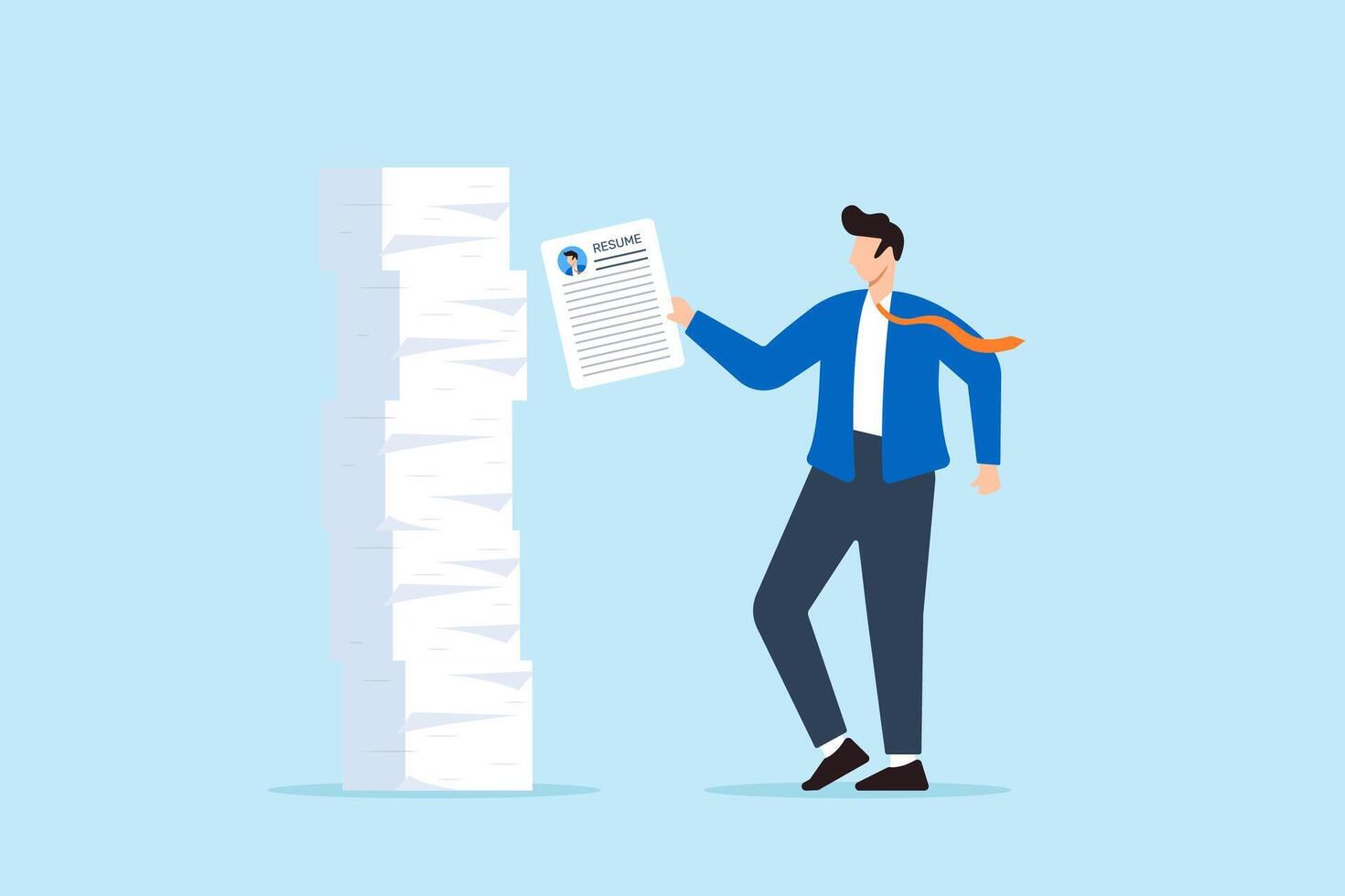 HR manager stacking resumes constructing strong team building talent strategic hiring foundation of success vector