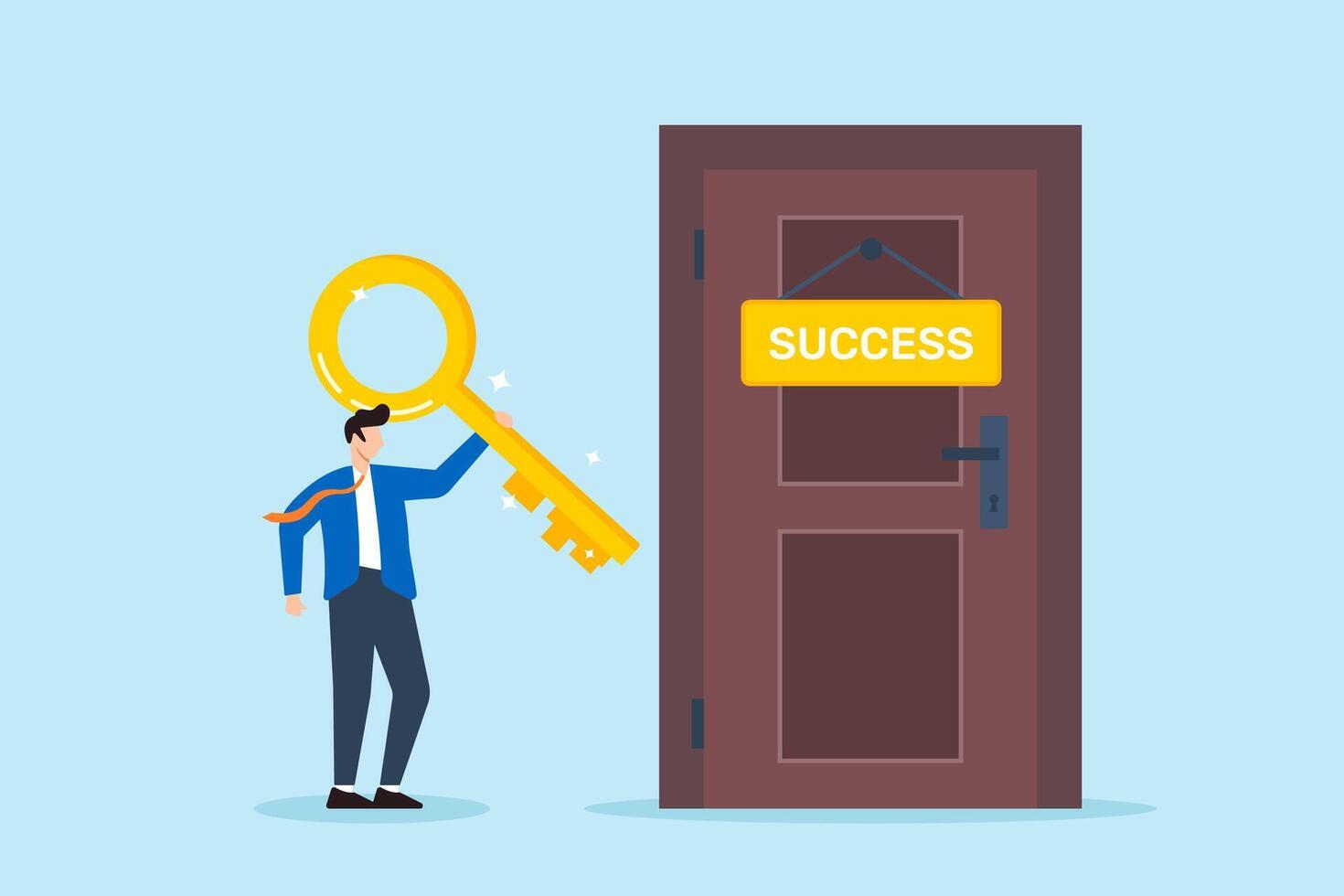 Recruiter holding golden key to door labeled success unlocking career potential finding perfect fit ideal candidate vector