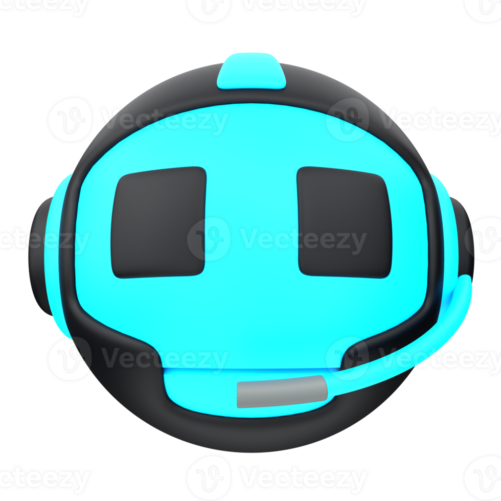 3d minimal artificial intelligence concept. Artificial Intelligence Robot Service. AI chip with robotic head and mouth mic. 3d illustration png