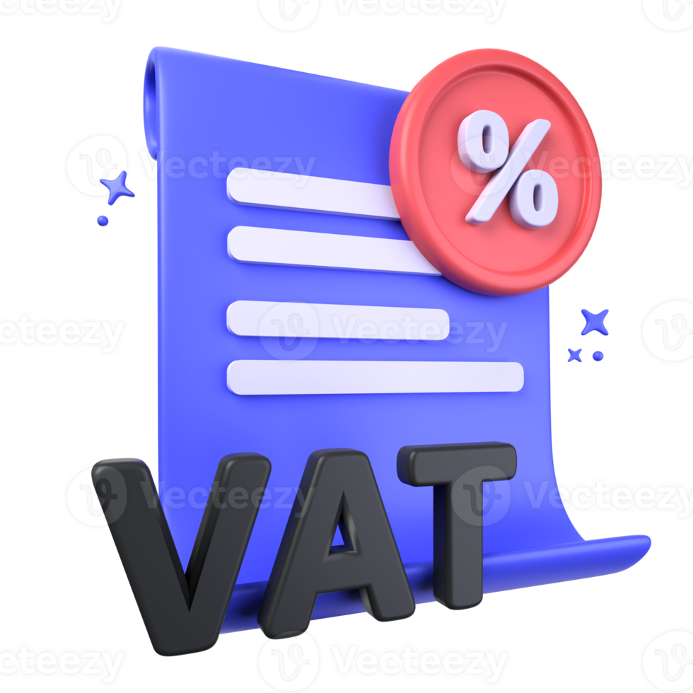 vat tax report of 3d illustration. paper, writing list, percent. Tax 3D Concept. 3d render png