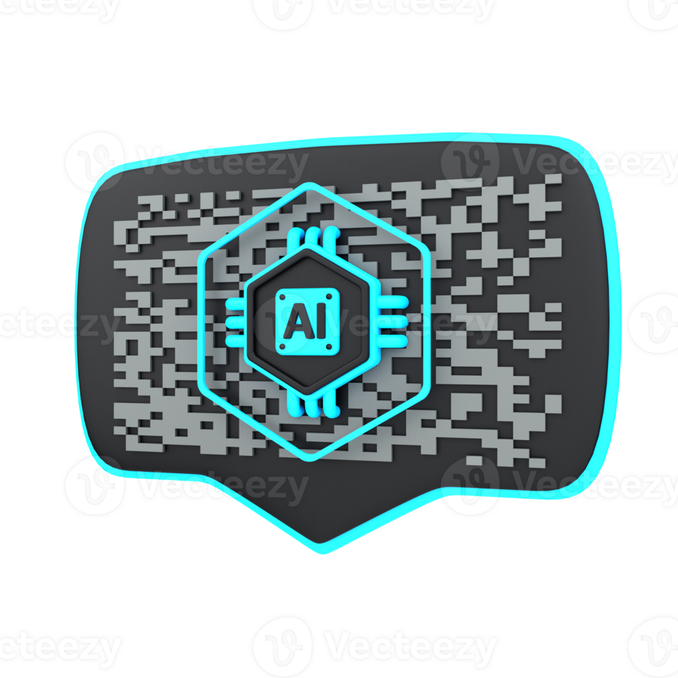 3d minimal artificial intelligence concept. artificial intelligence chat. chat bubble. AI chip with message bubble. 3d illustration png