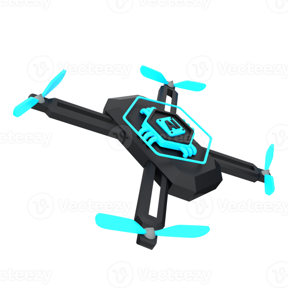 3d minimal artificial intelligence concept. Artificial Intelligence Drone. AI chips with drones. 3d illustration png