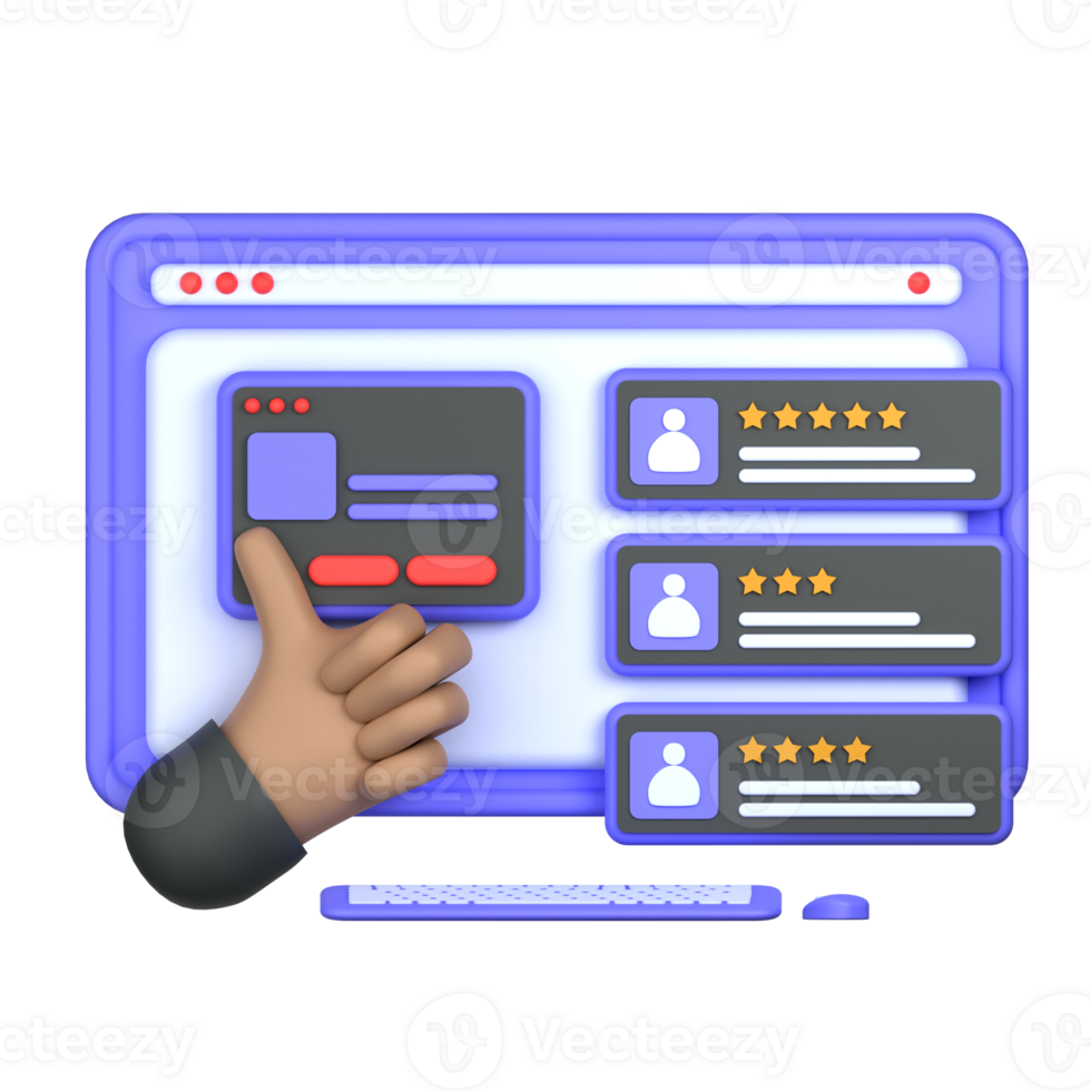Online Rating of 3d illustration. SEO User Interface 3D concept. 3d illustration png