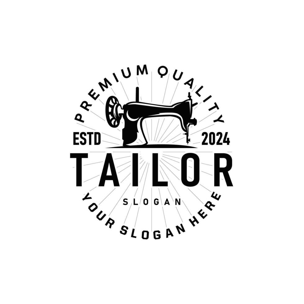 Tailor Logo, Needle and Thread, Retro Vintage Simple Minimalist Old Inspiration Design vector