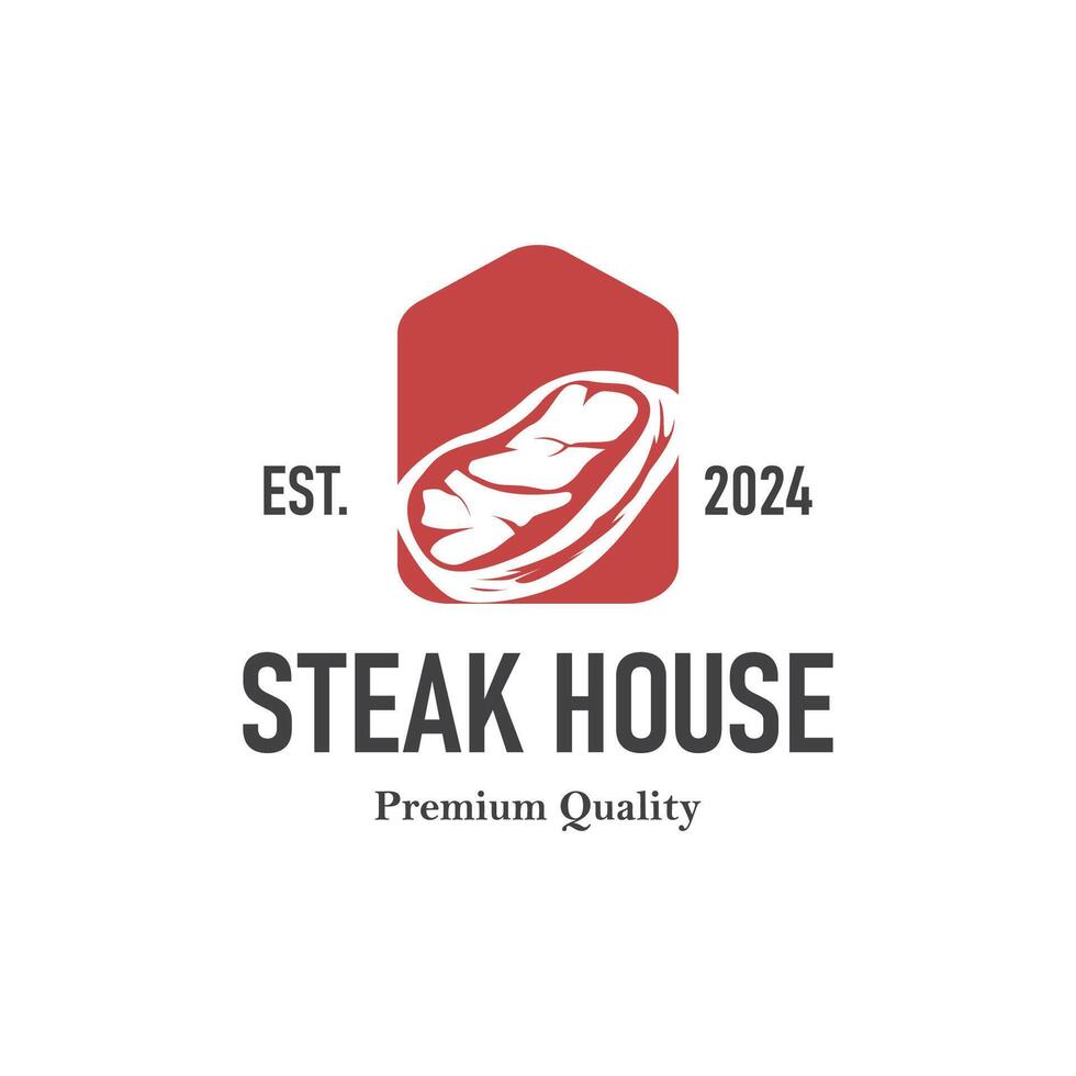 Vintage barbecue grill illustration template fresh meat logo design vector