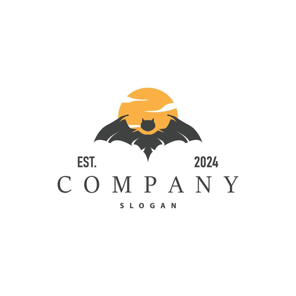 Bat logo design simple halloween bat black silhouette illustration design template vector