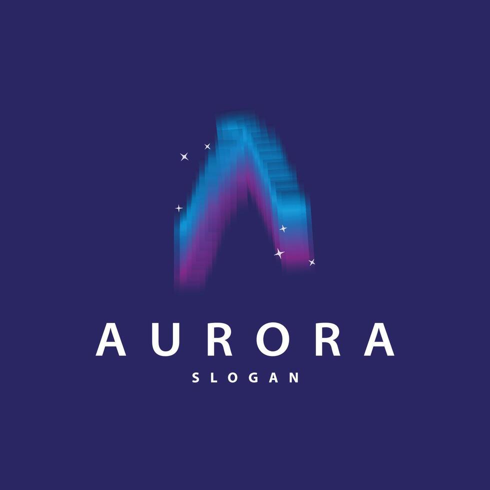 Aurora Light Wave Sky View Logo, Simple Abstract Templet Illustration Design vector