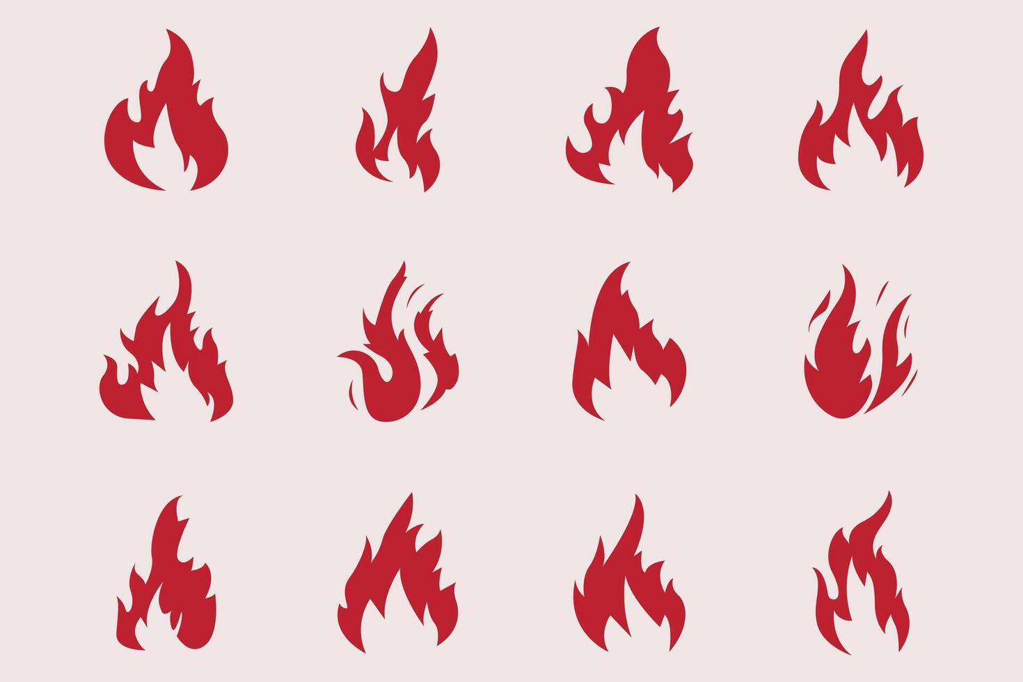 Flat design fire logo set flame element collection simple silhouette illustration fire icon symbol template vector
