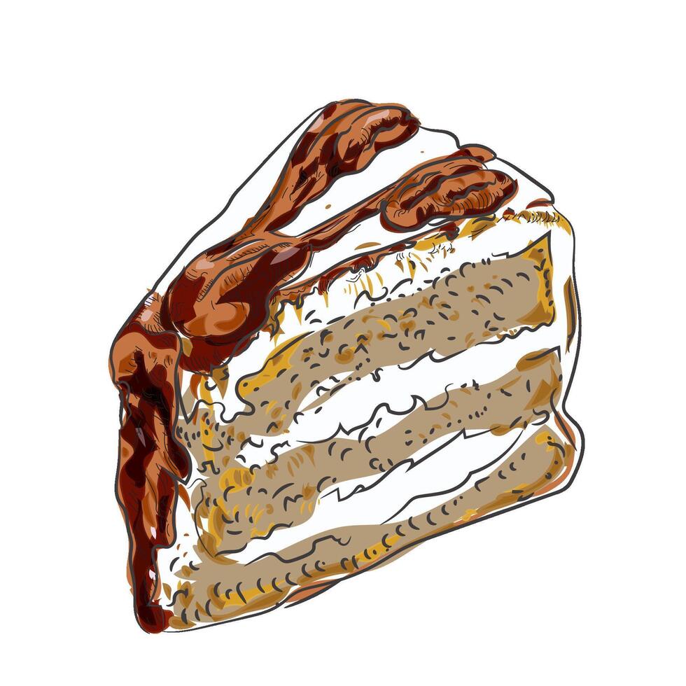 Hand drawing delicious cake doodle food illustration vector