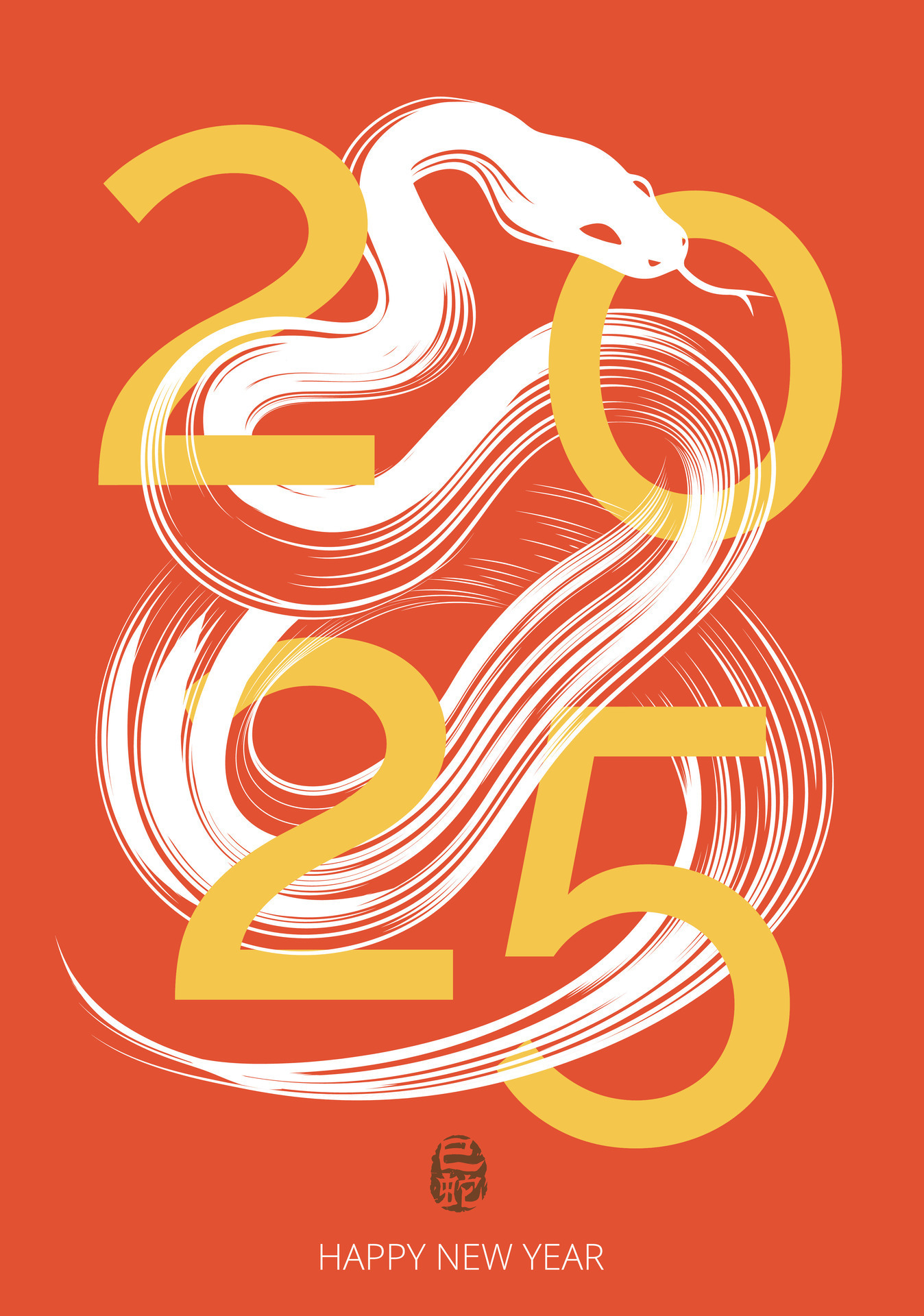 Modern Chinese New Year 2025 design in red, yellow colors for cover