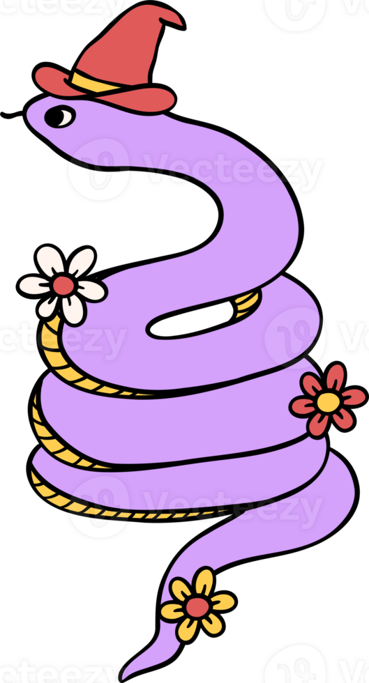 Groovy Western Cowboy Halloween snake Retro Funky Cartoon Doodle png