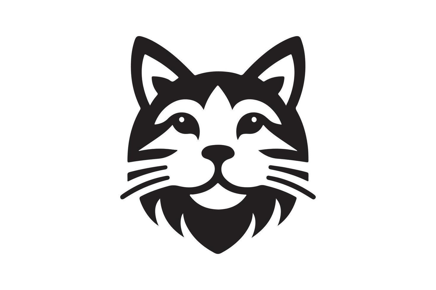 cat head silhouette illustration style vector