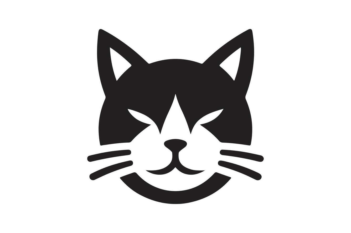 cat head silhouette illustration style vector