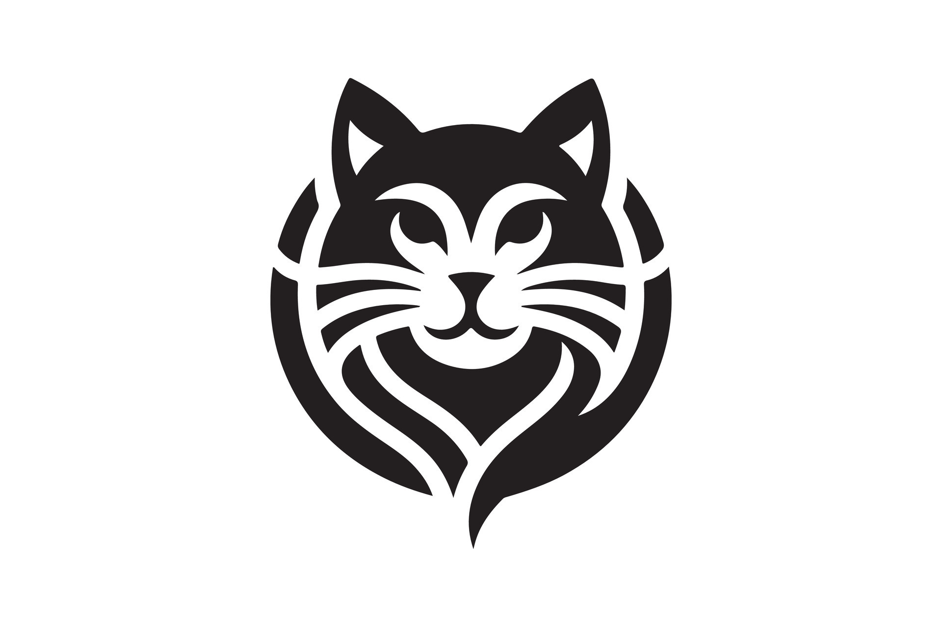 cat head silhouette illustration style 47391361 Vector Art at Vecteezy
