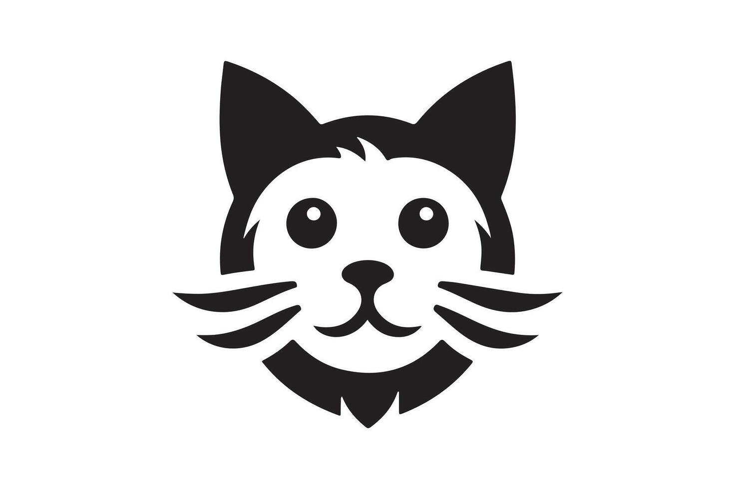 cat head silhouette illustration style vector
