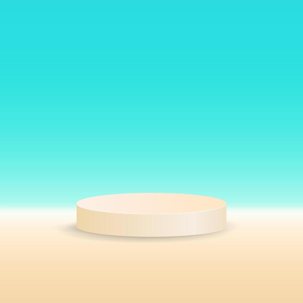 podium circle brown color with summer theme in background brown and blue color vector