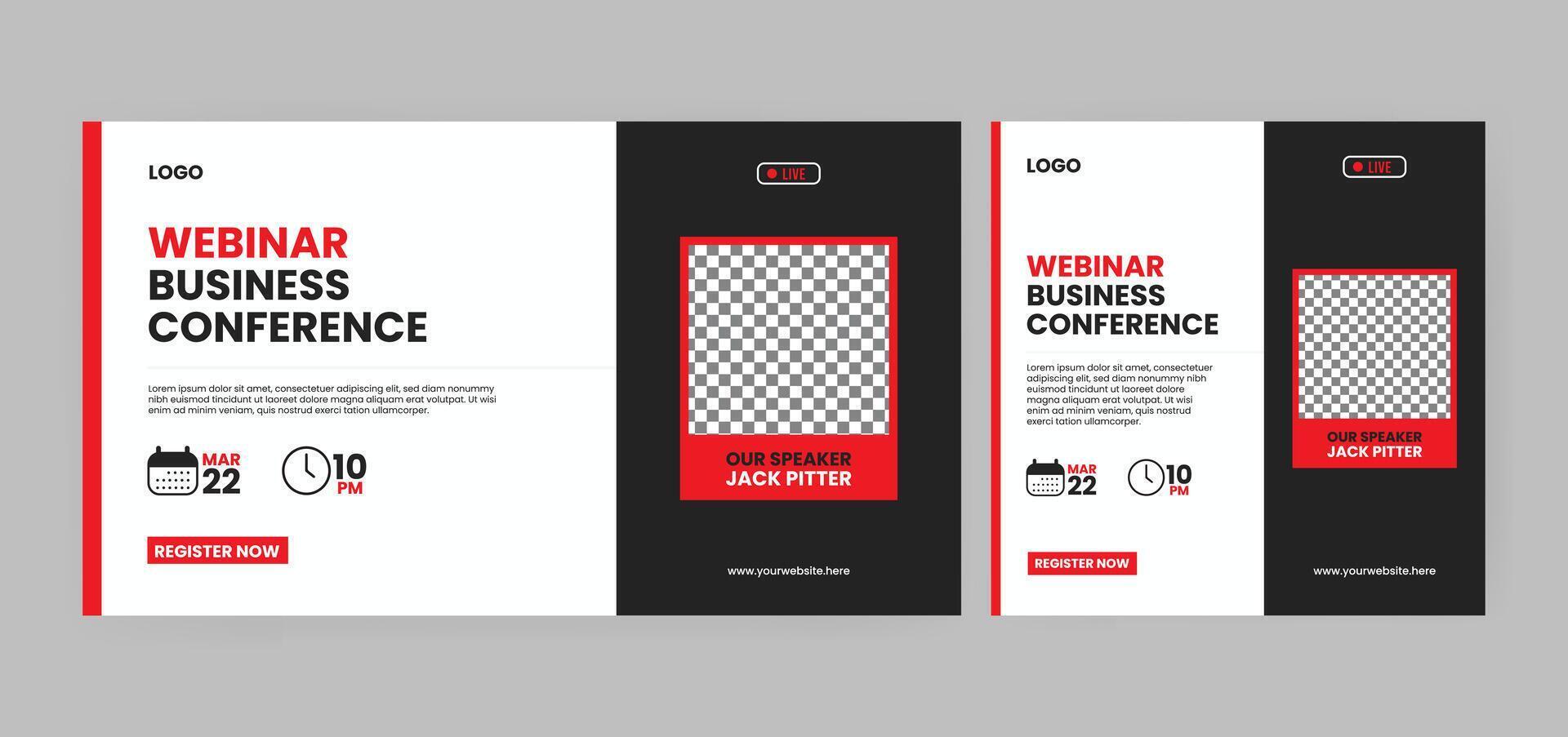 Live Marketing Strategies webinar invitation banner and social media post design. Business conference webinar invitation template. EPS illustration vector