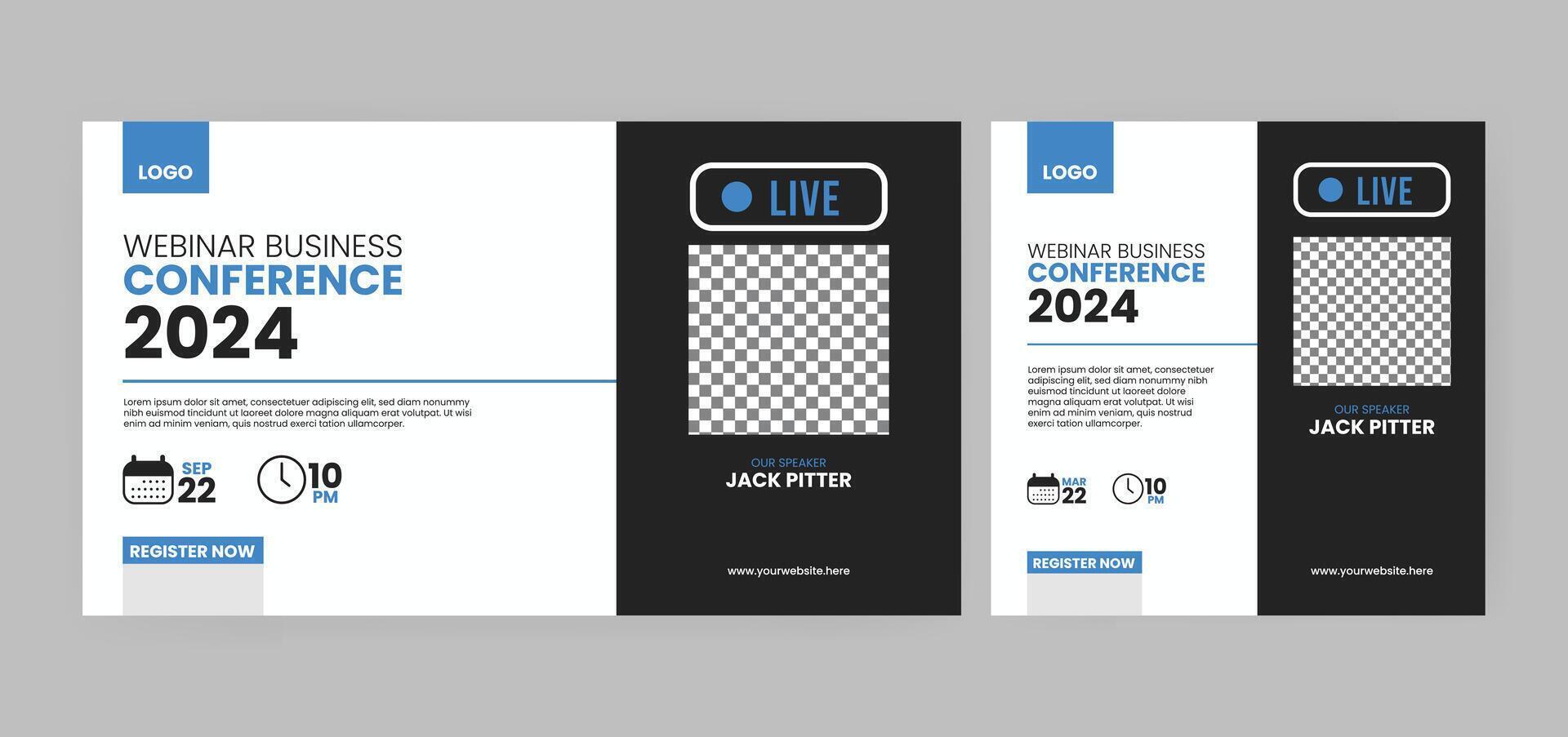 Live Marketing Strategies webinar invitation banner and social media post design. Business conference webinar invitation template. EPS illustration vector