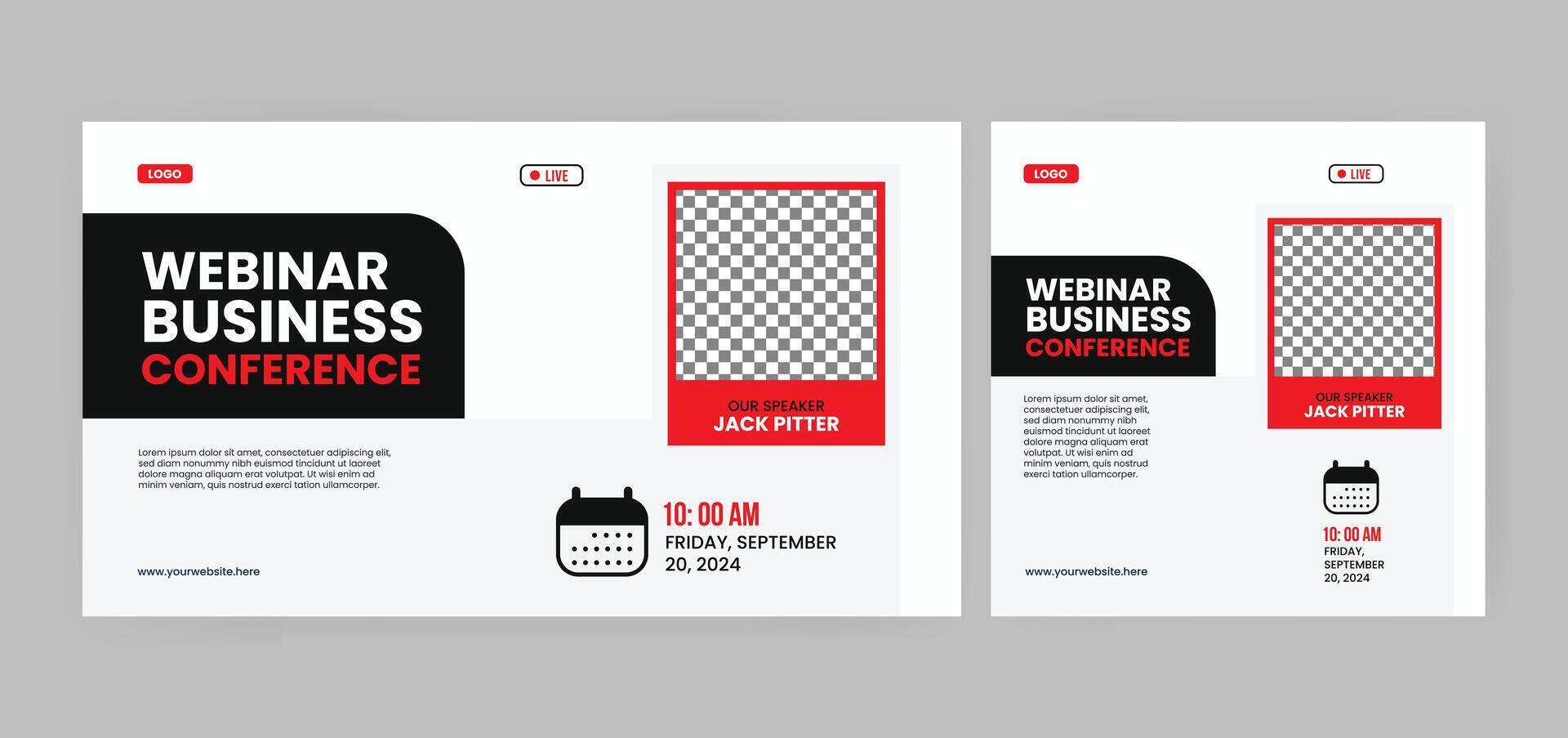 Live Marketing Strategies webinar invitation banner and social media post design. Business conference webinar invitation template. EPS illustration vector