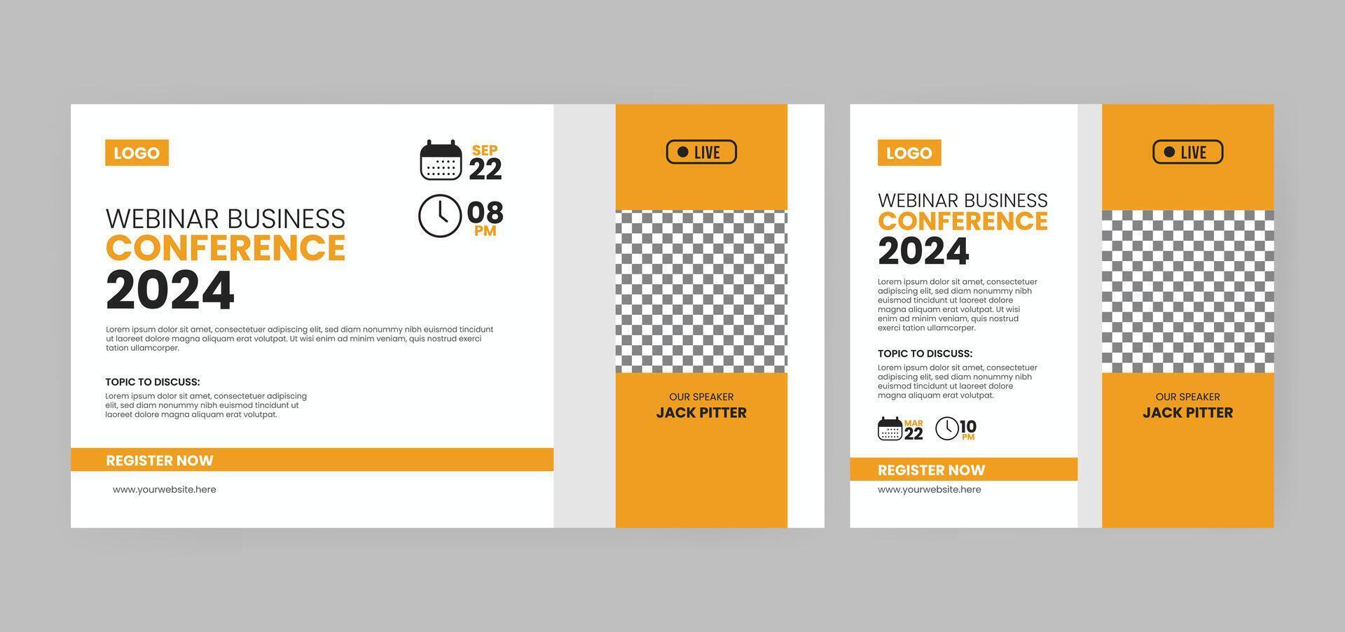 Live Marketing Strategies webinar invitation banner and social media post design. Business conference webinar invitation template. EPS illustration vector
