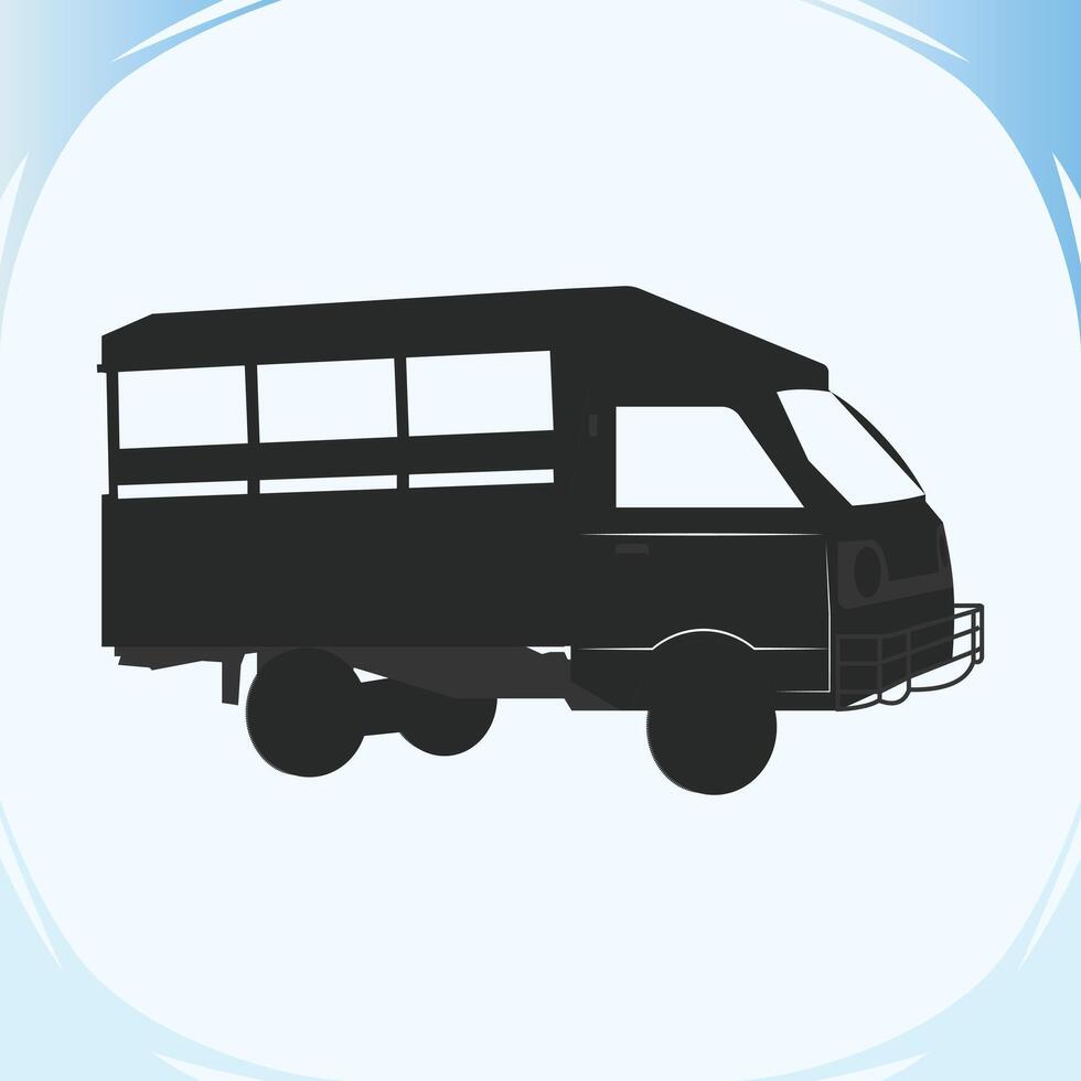Transportation In Dhaka called tempo or leguna, silhouette, line art vector