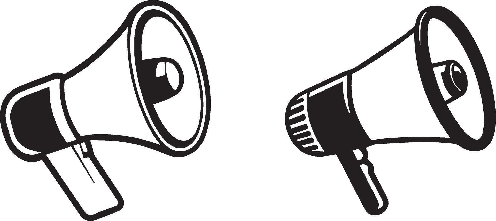 two megaphones on a white background. Illustrations icon vector