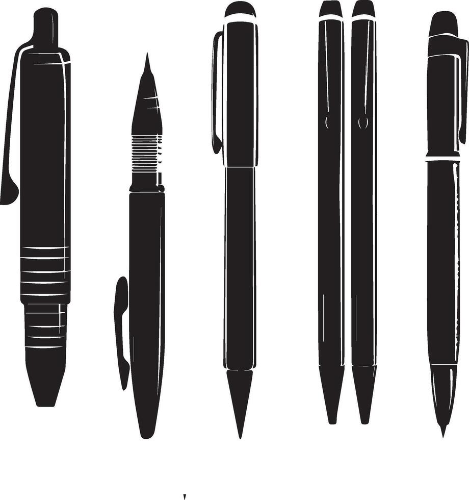 a set of different pens and pencils, Illustration icon vector