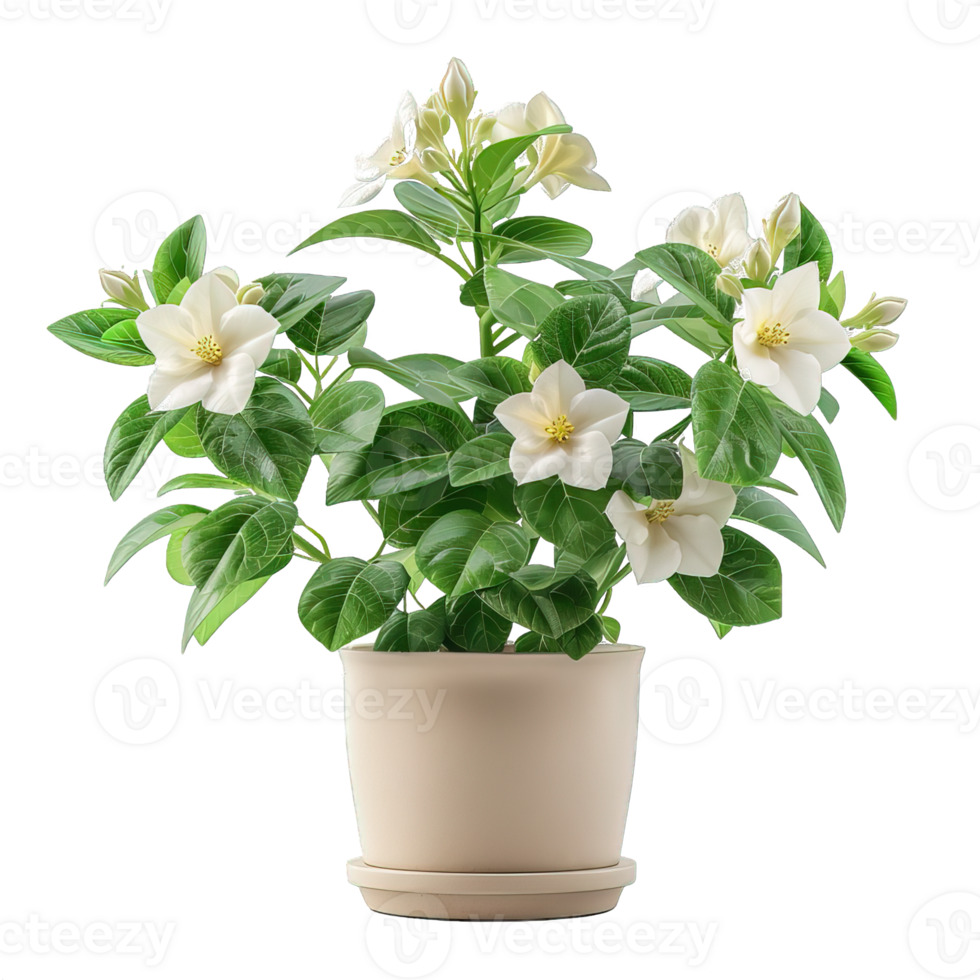 jasmine flower in a pot isolated on transparent background , png
