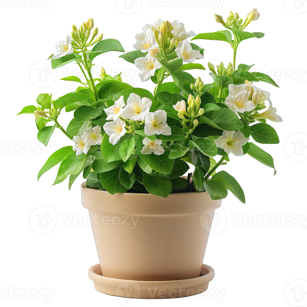 jasmine flower in a pot isolated on transparent background , png