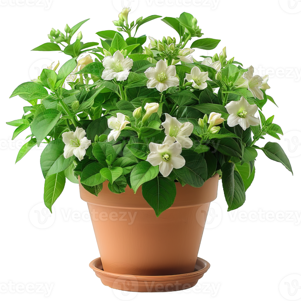 jasmine flower in a pot isolated on transparent background , png