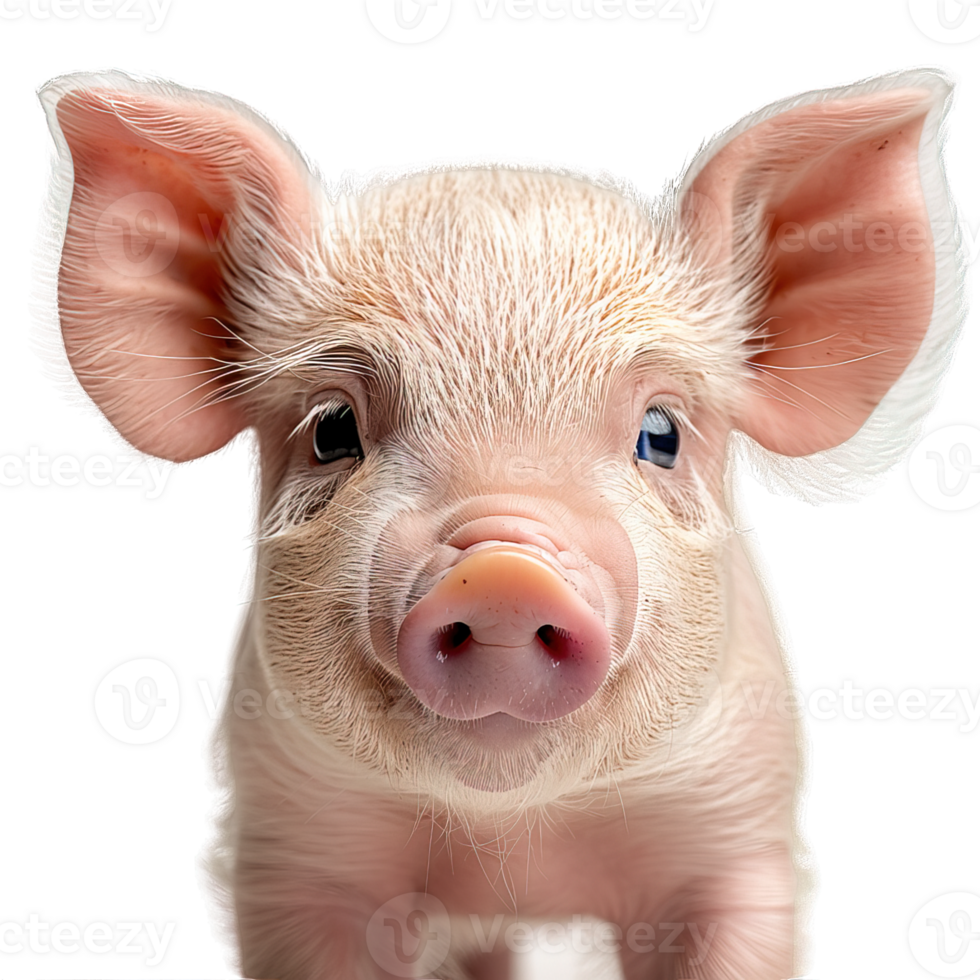 front view pig isolated on transparent background , png