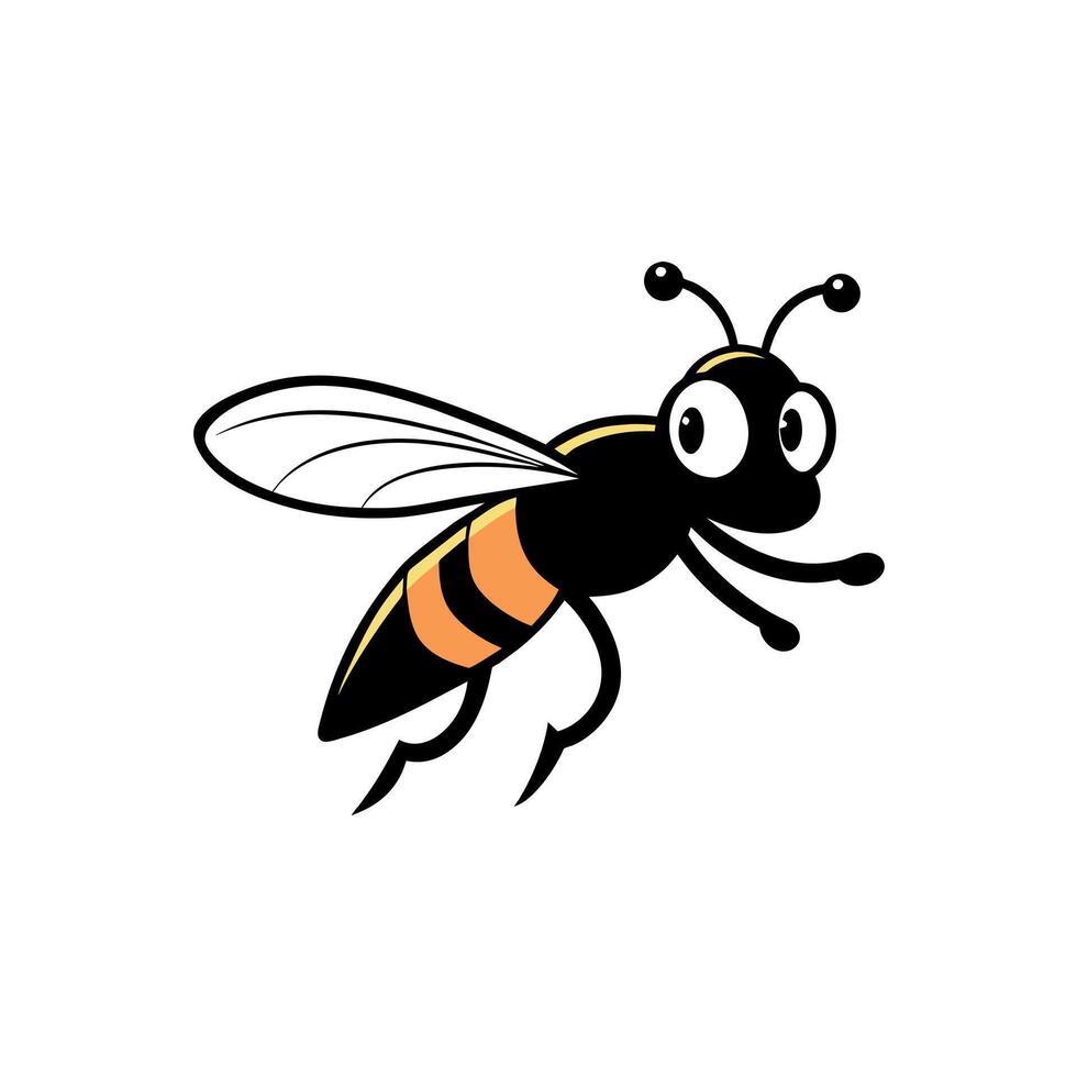 Black Wasp bug runs icon illustration vector
