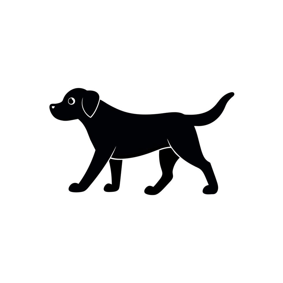 Black Labrador dog walks icon illustration vector
