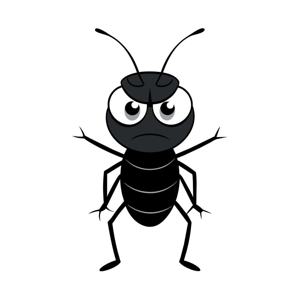 Black Aphid bug angry icon illustration vector