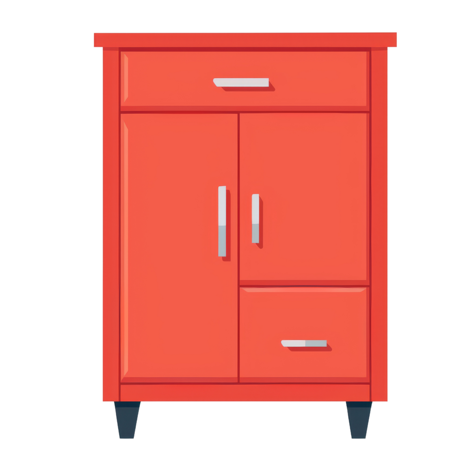 Stylish Red Cabinet with Drawers. Modern Storage Solution for Home or Office png